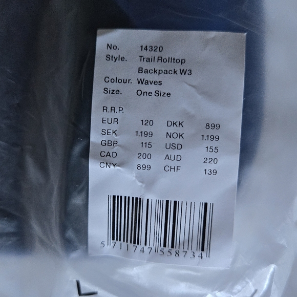 🎁Rains Trail Rolltop Backpack Waves NWT - Picture 2 of 6